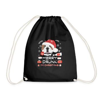 English Bulldog Christmas Market - Drawstring Bag - black - Front