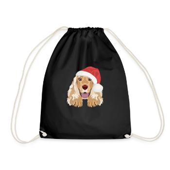 English Cocker Spaniel Frohe Weihnachten - Turnbeutel - Schwarz - Vorne