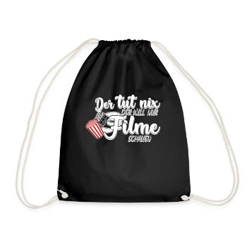 Popcorn Filmabend Heimkino Kino Filme - Turnbeutel - Schwarz - Vorne