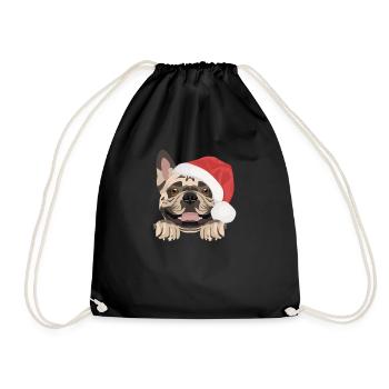 French Bulldog Merry Christmas - Drawstring Bag - black - Front