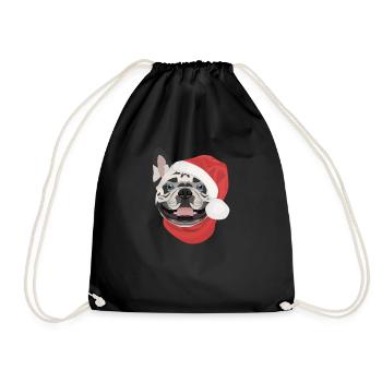 French Bulldog Merry Christmas - Drawstring Bag - black - Front