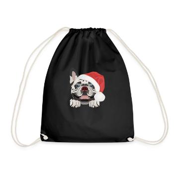 French Bulldog Merry Christmas - Drawstring Bag - black - Front