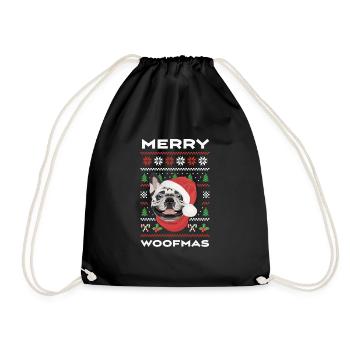 French Bulldog Merry Christmas - Drawstring Bag - black - Front