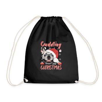 French Bulldog Merry Christmas - Drawstring Bag - black - Front