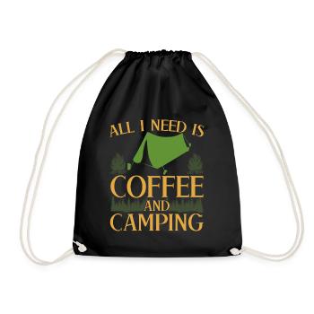 Camping Camping Coffee Tents Tent Camper - Drawstring Bag - black - Front