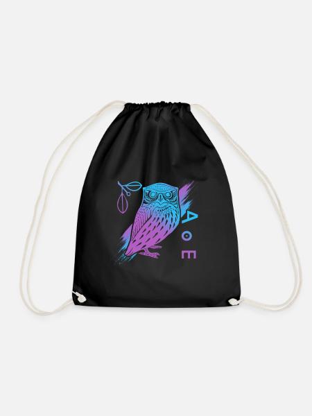 Owl of Athena, Greek mythology - Drawstring Bag - black