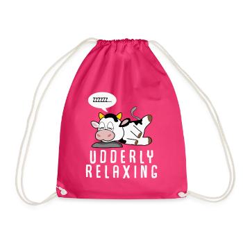 Cow Farmer Calf Sleeping Calves Cows - Drawstring Bag - fuchsia - Front