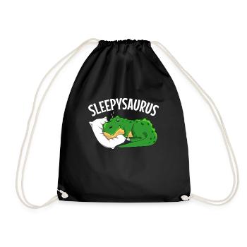 Sleepysaurus Dinosaur Pajamas Pajamas - Drawstring Bag - black - Front
