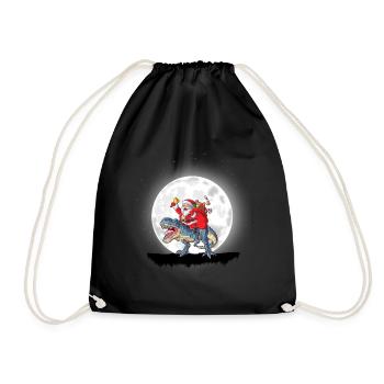 Le Père Noël chevauche des dinosaures - Sac de sport léger - noir - Devant
