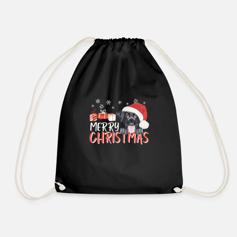 Labrador Merry Christmas - Drawstring Bag - black