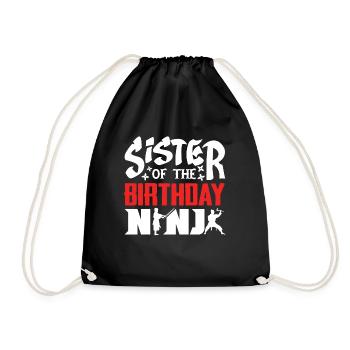 Birthday of the Ninja, Ninja, - Drawstring Bag - black - Front