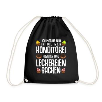 Konditor Süßgebäck Backen Konditorei - Turnbeutel - Schwarz - Vorne