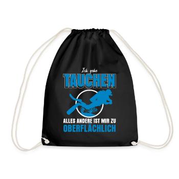 Taucher Tauchen Schnorcheln Sporttaucher - Turnbeutel - Schwarz - Vorne