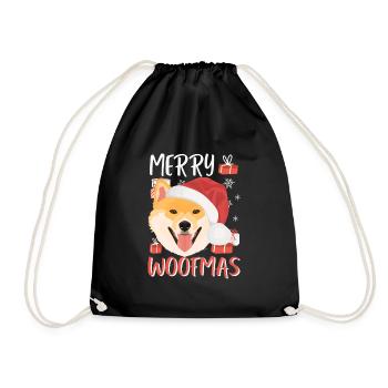 Shiba Inu Merry Christmas - Drawstring Bag - black - Front