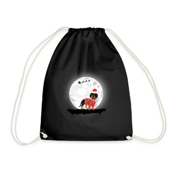 Dackel Weihnachten Geschenk - Turnbeutel - Schwarz - Vorne