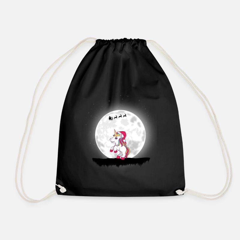 Weihnachten Mädchen Jungen Weihnachten Einhorn - Turnbeutel - Schwarz