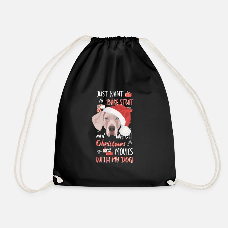 Merry Christmas Weimaraner - Drawstring Bag - black