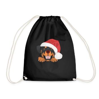 Rottweiler Merry Christmas - Drawstring Bag - black - Front