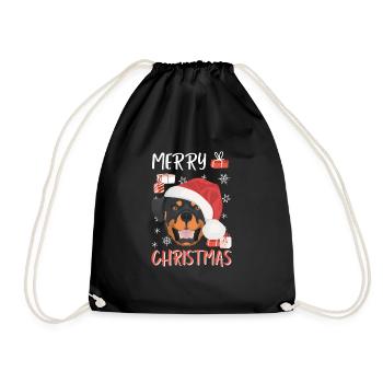 Rottweiler Merry Christmas - Drawstring Bag - black - Front