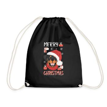 Rottweiler Merry Christmas - Drawstring Bag - black - Front