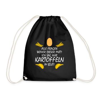 Kartoffel Pommes Frites Chips Kartoffeln - Turnbeutel - Schwarz - Vorne