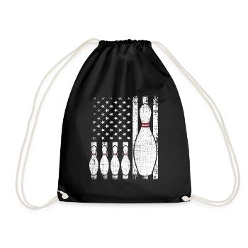 Bowling US Flagge Bowling-Spieler - Turnbeutel - Schwarz - Vorne