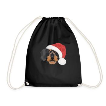 Teckel à poil dur Joyeux Noël - Sac de sport léger - noir - Devant