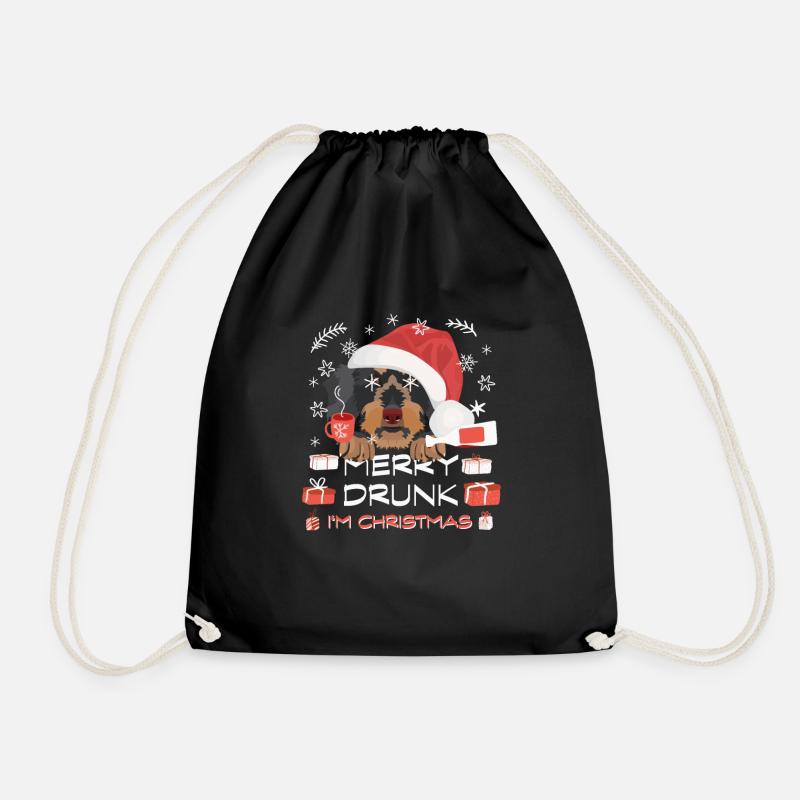 Wire-haired Dachshund Christmas Market - Drawstring Bag - black