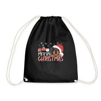Teckel à poil dur Joyeux Noël - Sac de sport léger - noir - Devant