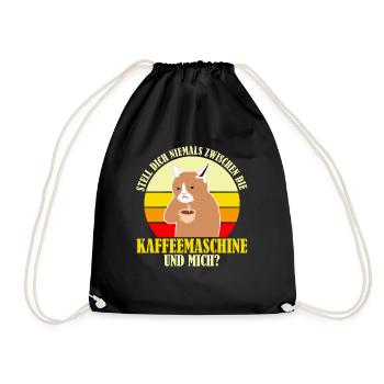 Büro Kaffee Morgenmuffel Müde Coffein - Turnbeutel - Schwarz - Vorne