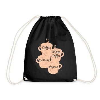 Coffee and E-mails Office - Drawstring Bag - black - Front