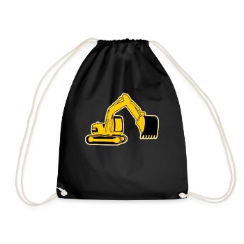 Excavator driver Excavator construction site site manager - Drawstring Bag - black - Front