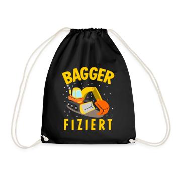 Baggerfahrer Baustelle Bagger - Turnbeutel - Schwarz - Vorne