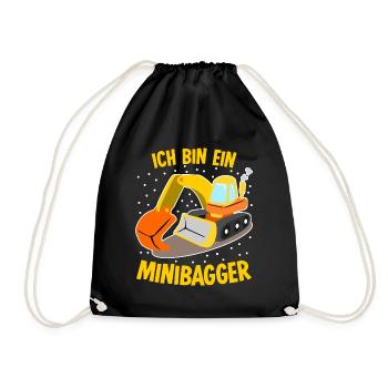 Minibagger Bagger Baggerfahrer - Turnbeutel - Schwarz - Vorne