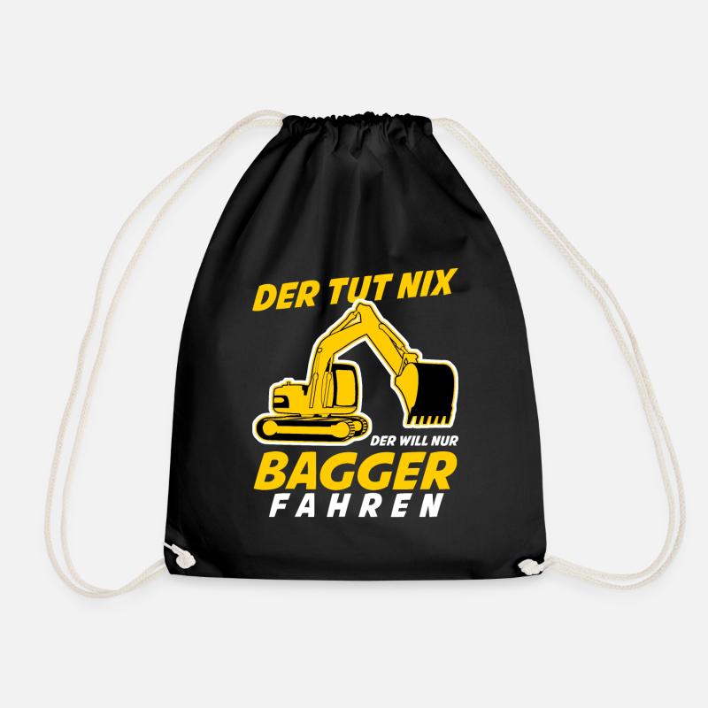 Bagger Witz Baustelle Baggerfahrer - Turnbeutel - Schwarz