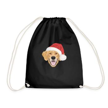 Golden Retriever Frohe Weihnachten - Turnbeutel - Schwarz - Vorne