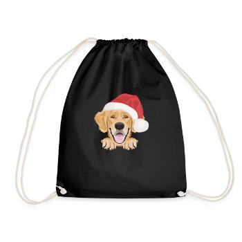 Golden Retriever Frohe Weihnachten - Turnbeutel - Schwarz - Vorne