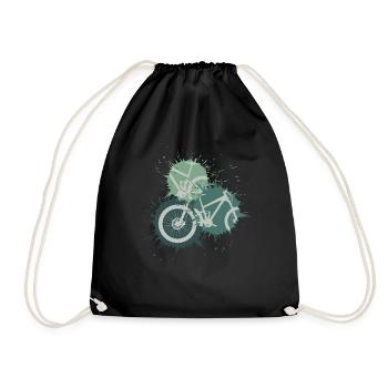 Bicycle Cyclist Mountain Bike - Drawstring Bag - black - Front