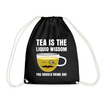 Tea Drinker Teacup Funny Tea Bag Tea - Drawstring Bag - black - Front