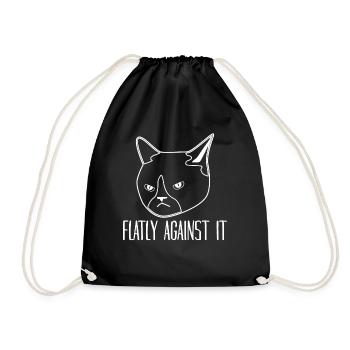 cat protest rejection no against it - Drawstring Bag - black - Front