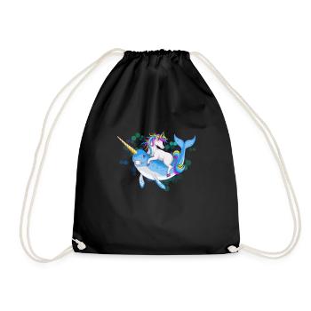 einhorn Narwal mädchen Jungen - Turnbeutel - Schwarz - Vorne
