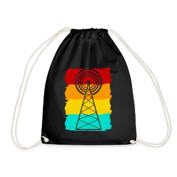 Amateur radio operator Antenna Amateur radio - Drawstring Bag - black - Front