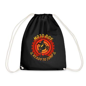 motocross theme, moto boy. Moto jump, sport. - Drawstring Bag - black - Front
