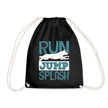 Dog diving, dock diving - Drawstring Bag - black - Front