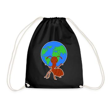 La fourmi porte des fourmis globe terrestre - Sac de sport léger - noir - Devant
