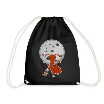 Ant carries moon ants - Drawstring Bag - black - Front