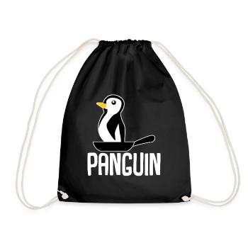 Penguin in Frying Pan Penguins - Drawstring Bag - black - Front