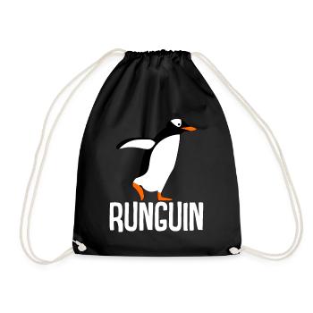 Penguin Running Racing Running Penguins - Drawstring Bag - black - Front