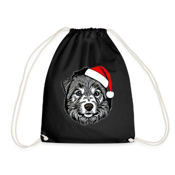 Weihnachten Hund süß lustig Hunde Tier Welpe 14 - Turnbeutel - Schwarz - Vorne