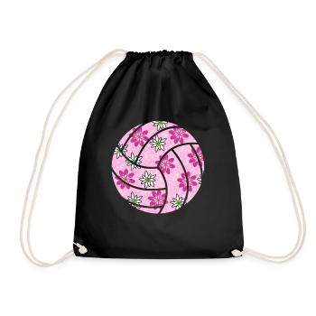 Volleyball Ball Volleyballerin - Turnbeutel - Schwarz - Vorne